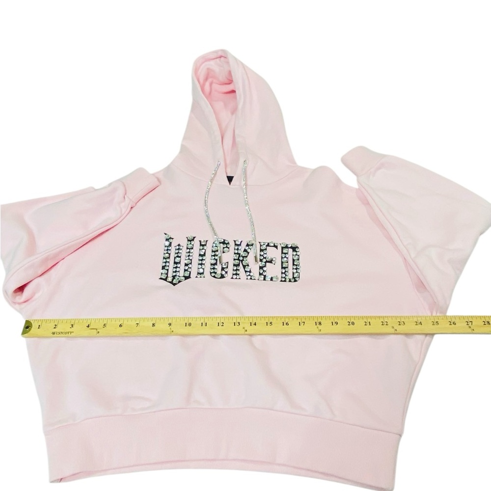 Forever 21 WICKED Faux Gem Pink Sweatshirt Hoodie - Women’s Small NWT - Picture 3 of 13